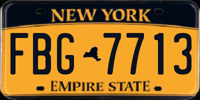 NY license plate FBG7713