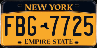 NY license plate FBG7725