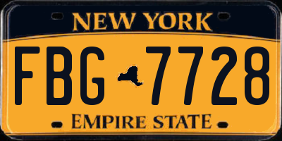 NY license plate FBG7728