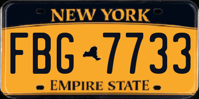 NY license plate FBG7733