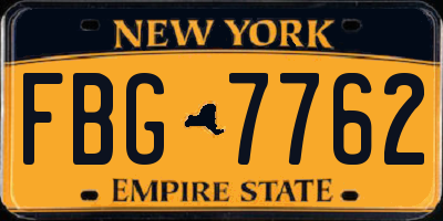 NY license plate FBG7762