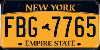 NY license plate FBG7765