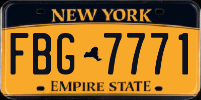 NY license plate FBG7771