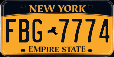NY license plate FBG7774