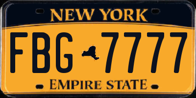 NY license plate FBG7777