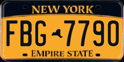 NY license plate FBG7790