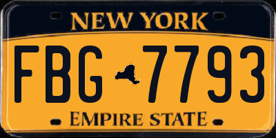 NY license plate FBG7793