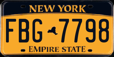 NY license plate FBG7798