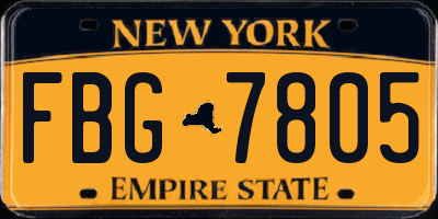 NY license plate FBG7805