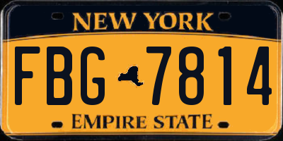 NY license plate FBG7814