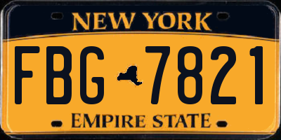 NY license plate FBG7821