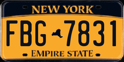 NY license plate FBG7831