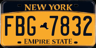 NY license plate FBG7832