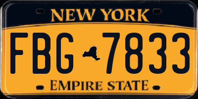 NY license plate FBG7833