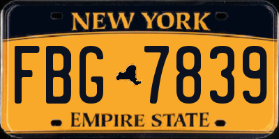 NY license plate FBG7839