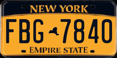 NY license plate FBG7840