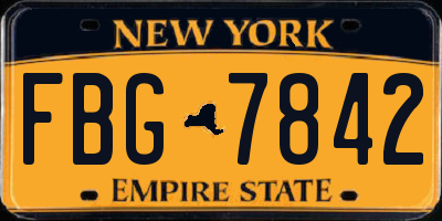 NY license plate FBG7842