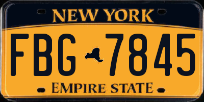 NY license plate FBG7845