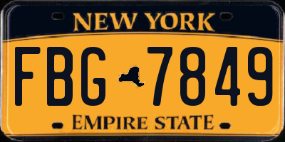 NY license plate FBG7849