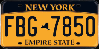 NY license plate FBG7850