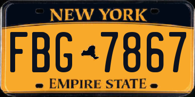 NY license plate FBG7867