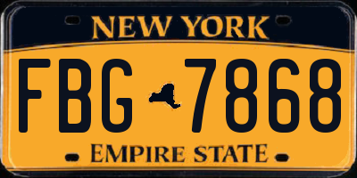 NY license plate FBG7868