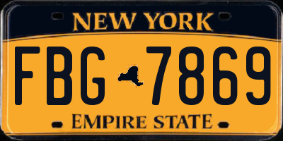 NY license plate FBG7869
