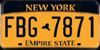 NY license plate FBG7871