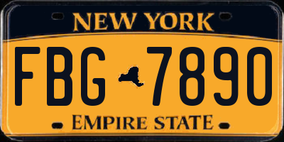 NY license plate FBG7890