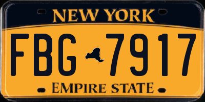 NY license plate FBG7917
