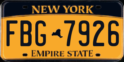 NY license plate FBG7926