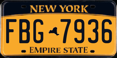 NY license plate FBG7936
