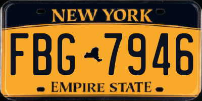 NY license plate FBG7946