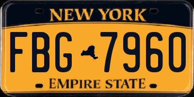 NY license plate FBG7960