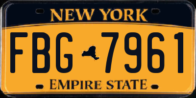 NY license plate FBG7961