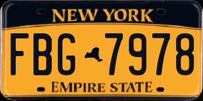 NY license plate FBG7978