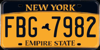 NY license plate FBG7982