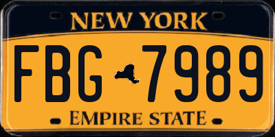 NY license plate FBG7989
