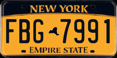 NY license plate FBG7991
