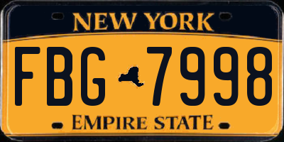 NY license plate FBG7998