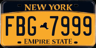 NY license plate FBG7999