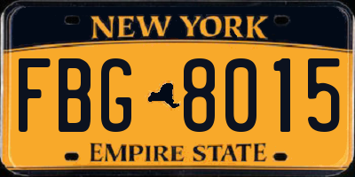 NY license plate FBG8015