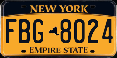 NY license plate FBG8024