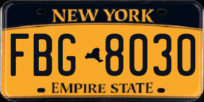 NY license plate FBG8030