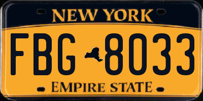 NY license plate FBG8033
