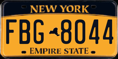 NY license plate FBG8044