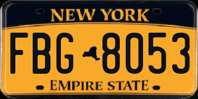 NY license plate FBG8053