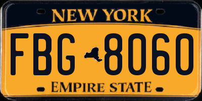 NY license plate FBG8060