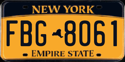 NY license plate FBG8061