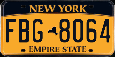 NY license plate FBG8064